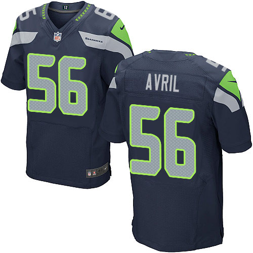 Men's Elite Cliff Avril Nike Jersey Navy Blue Home - #56 NFL Seattle Seahawks